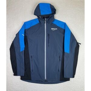Amazon Jacket Mens Medium Blue Hooded Lightweight Rain Shell Luly Yang